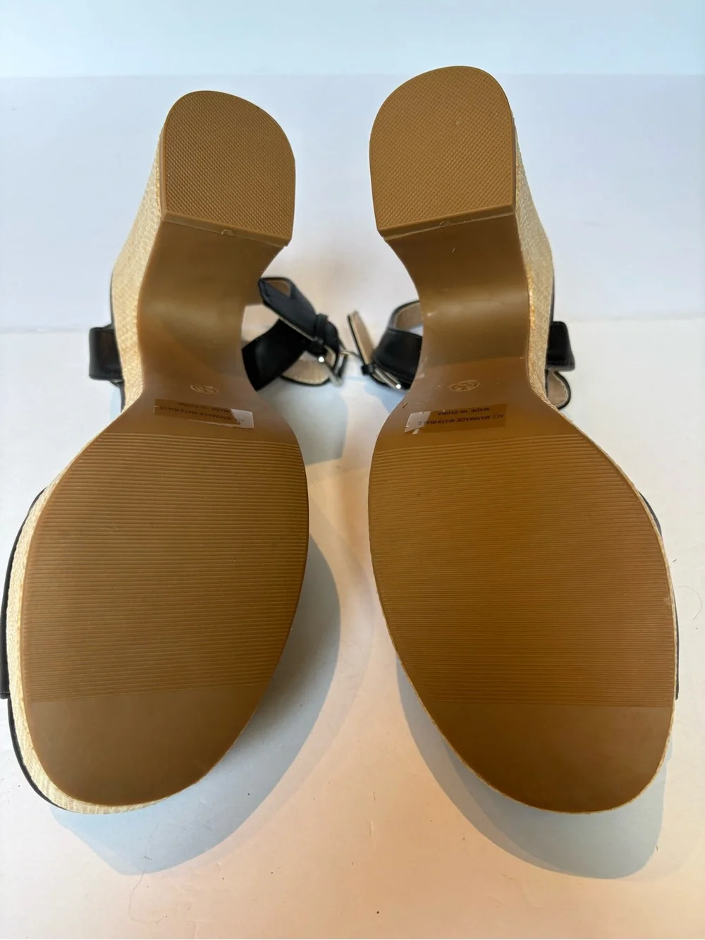 Dolce vita Black/tan Platform Block Heel Sandals with Ankle Strap nWOT Size 8.5